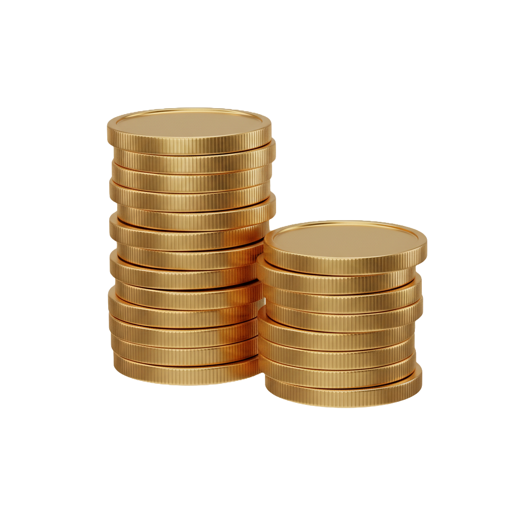 Golden coin stacks